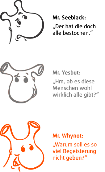 Wie Mr. Seeblack, Mr. Yesbut und Mr. Whynot die Dinge sehen